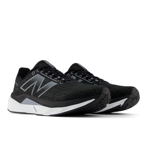 New Balance Men's FuelCell Propel V5 Running Shoe, Black/White/Steel, 10
