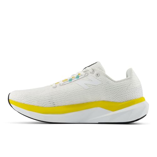 New Balance Men's FuelCell Propel V5 Running Shoe, White/Ginger Lemon/Cyber Jade, 8.5