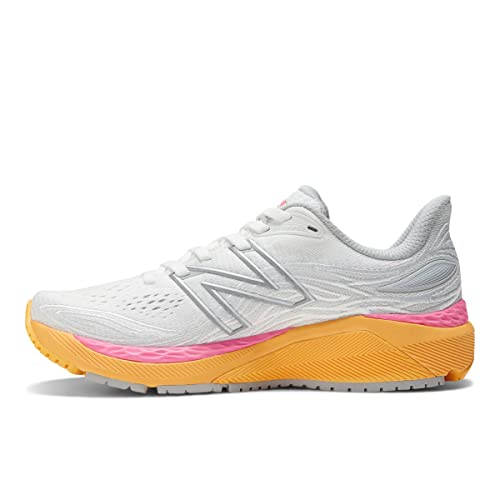 New Balance mens Fresh Foam X 860 V12 Running Shoe, White/Vibrant Orange/Vibrant Pink, 5.5 US