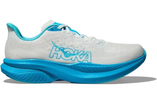 Hoka Men's Mach 6 Trainers, White Skyward Blue, 10 US