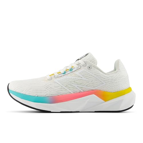 New Balance Women's FuelCell Propel V5 Running Shoe, White/Cyber Jade/Ginger Lemon, 8.5