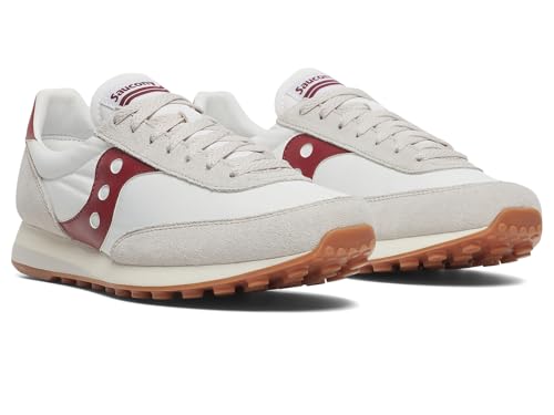 Saucony Unisex Trainer 80 Sneaker, White/Maroon, 8