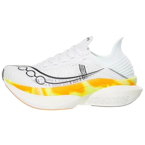 Saucony Unisex Endorphin Elite 2 Sneaker, White/Peel, 11