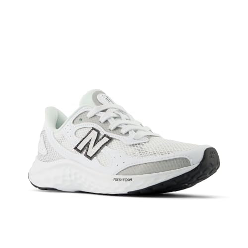 New Balance Women's Fresh Foam Arishi V4 Running Shoe, Nb White/Silver Metallic/Black, 9.5 M