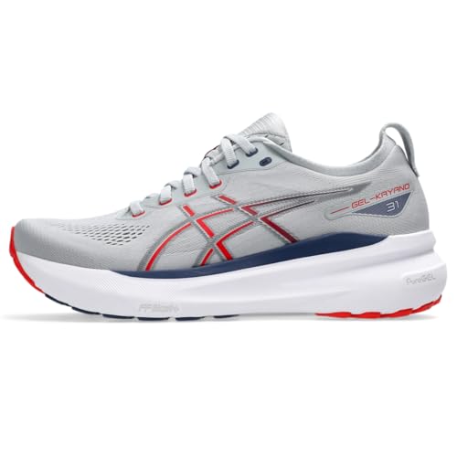 ASICS Men's Gel-Kayano 31 Running Shoes, 11.5, Piedmont Grey/Fiery RED