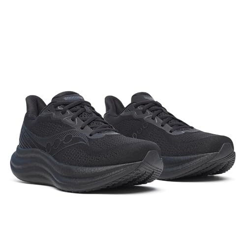 Saucony Men's Triumph 23 Wide Sneaker, Triple Black, 7.5 US Wide