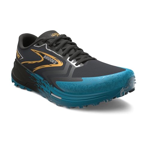Brooks Men's Catamount 3 Trail Running Shoe - Ebony/Mosaic Blue/Orange - 10 Medium