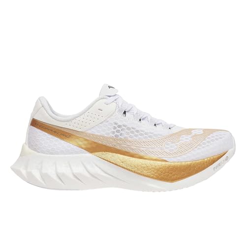 Saucony Men's Endorphin Pro 4 Sneaker, White/Gold, 13