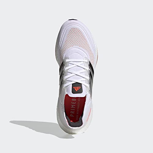 Adidas Men's Ultraboost 21, White/Black/Solar Red, 8.5