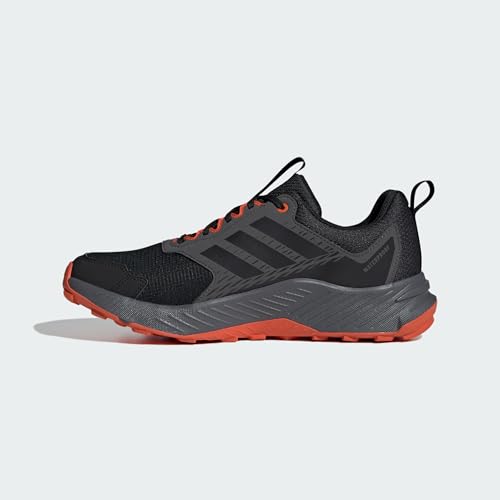 adidas Men's Terrex Tracefinder 2 Climaproof Trail Running, Black/Black/Semi Impact Orange, 12