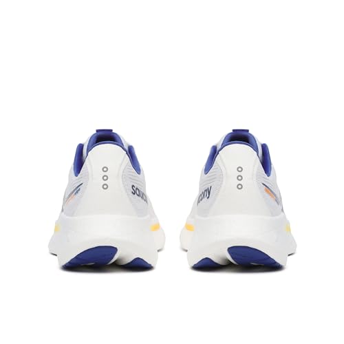 Saucony Men's Ride 18 Sneaker, White/Azurite, 11.5