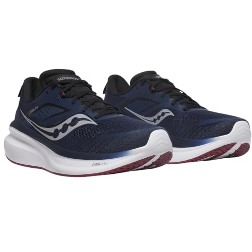 Saucony Men's Omni 22 Sneaker, Navy/Currant, 12