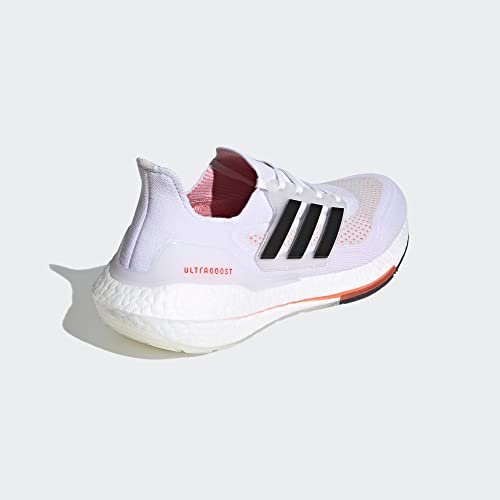 Adidas Men's Ultraboost 21, White/Black/Solar Red, 8.5