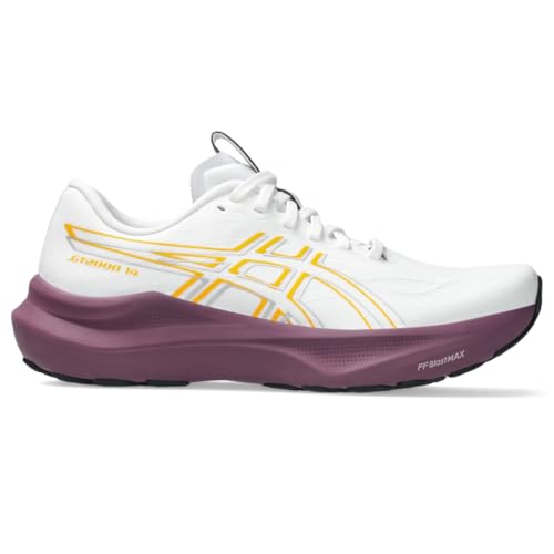ASICS Women's GT-2000 14 Running Shoes, 6, White/YAMABUKI