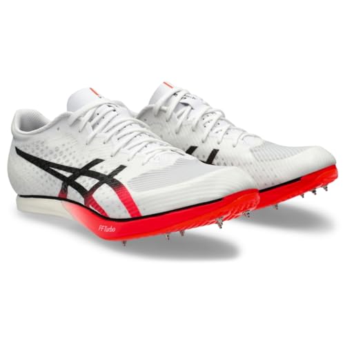 ASICS Unisex METASPEED MD Track & Field Shoe, 10.5M / 12W, White/Black