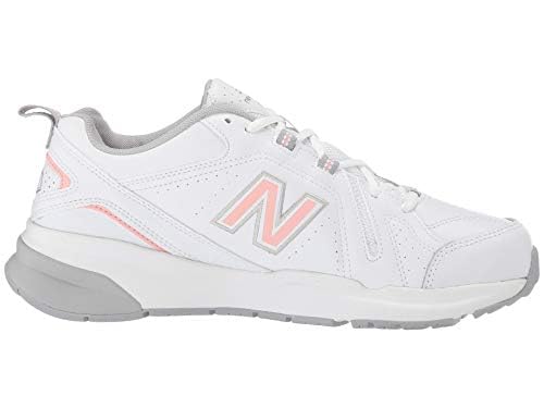 New Balance Women's 608 V5 Casual Comfort Cross Trainer, White/Pink, 8.5