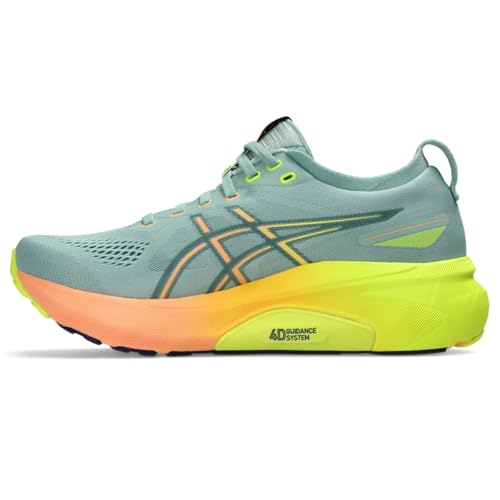 ASICS Women's Gel-Kayano 31 Running Shoes, 5.5, Light Celadon/Safety Yellow