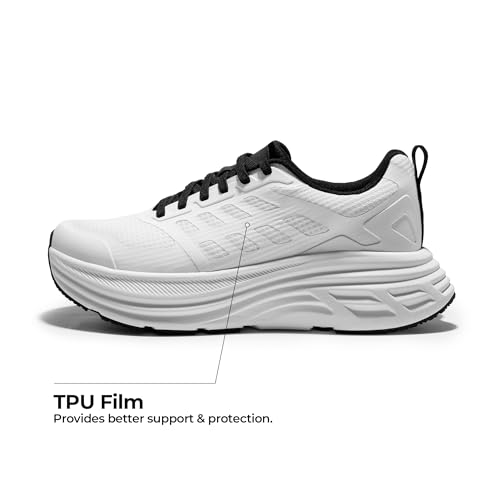NORTIV 8 Women's Walking Shoes Cushion Running Tennis Shoes ActiveFloat Non-Slip Comfortable Breathable Workout Gym Sports Athletic Fashion Sneakers,Size 8.5,White,SNWS245W