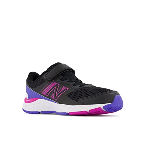 New Balance Kid's 680 V6 Hook and Loop Running Shoe, Black/Magenta Pop/Aura, 3 Infant