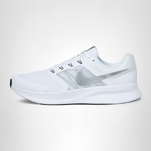 Nike Men's Run Swift 3 Road Running Shoes, White/Metallic Silver-Football Grey, 12
