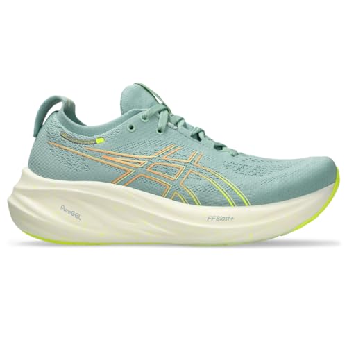 ASICS Women's Gel-Nimbus 26 Running Shoes, 11, Light Celadon/Safety Yellow