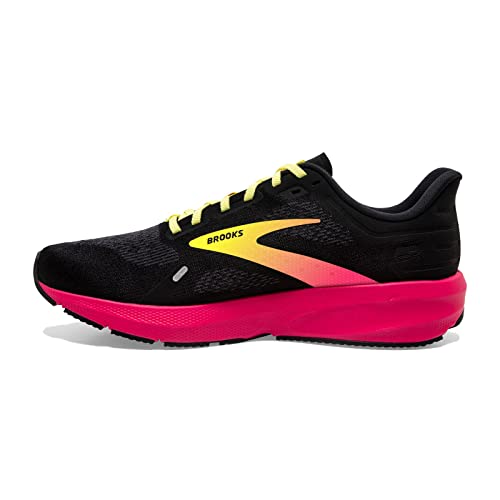 Brooks Men’s Launch 9 Neutral Running Shoe - Black/Pink/Yellow - 12 Medium