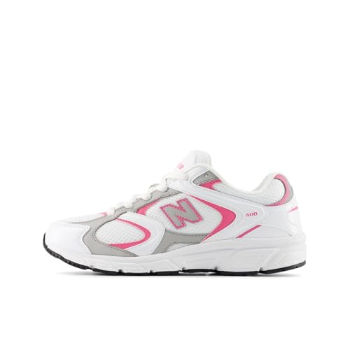 New Balance Kid's 408 V1 Lace-Up Sneaker, Nb 103 White/Pink Satin, 5.5 W Big Kid