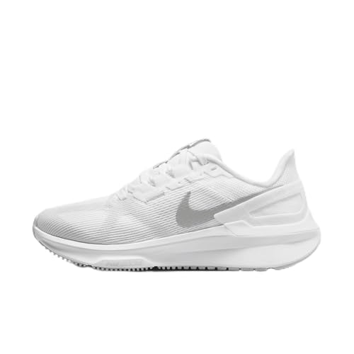 Nike Structure 25 Women's Road Running Shoes (DJ7884-101, White/Pure Platinum/Metallic Silver) Size 10.5