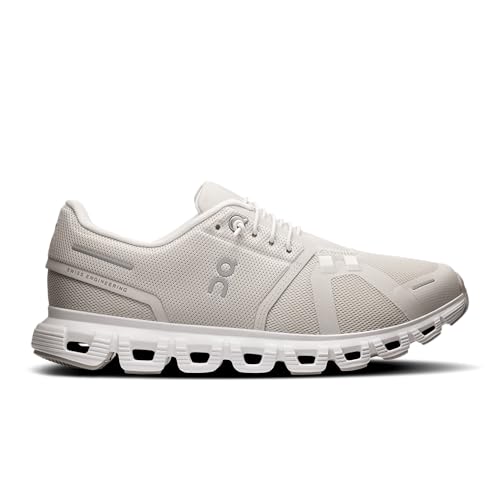 On Women's Cloud 6 Sneakers, Pearl/White, 9 Medium US