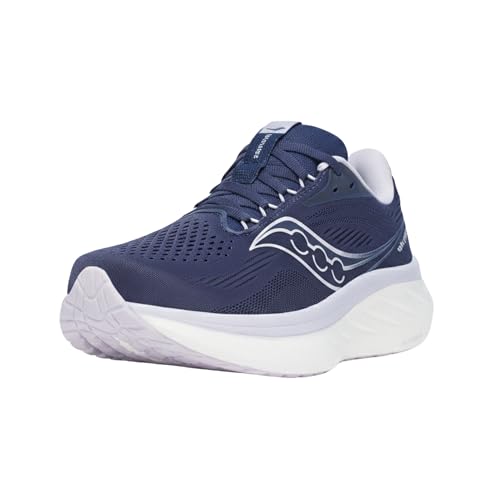 Saucony Women's Ride 18 Sneaker, Navy/Aster, 9.5