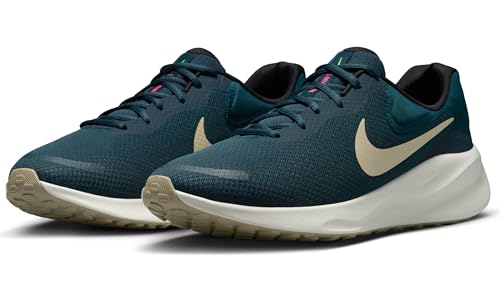 Nike Revolution 7 Men's Road Running Shoes (FB2207-407, Armory Navy/Green Strike/Hyper Pink/Desert Khaki) Size 11.5