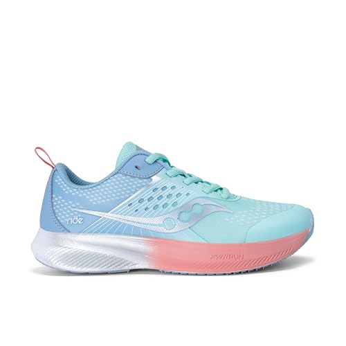 Saucony Unisex Kids Ride KDZ (Little Kid/Big Kid) Teal/Periwinkle 2 Medium Little Kid