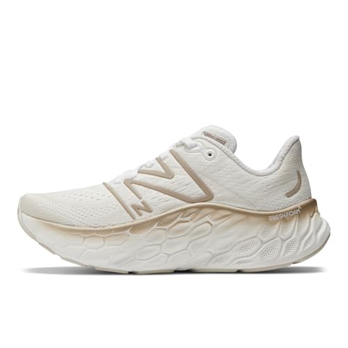 New Balance Women's Fresh Foam X More V4 Running Shoe, White/Gold Metallic/Moonbeam, 10.5 M