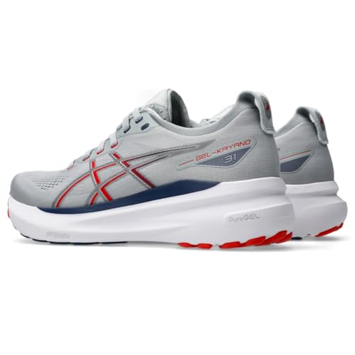 ASICS Men's Gel-Kayano 31 Running Shoes, 11.5, Piedmont Grey/Fiery RED