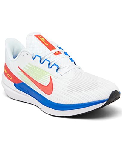 NIKE Air Winflo 9, Men's Sneaker, White Bright Crimson Racer Blue, 11 US