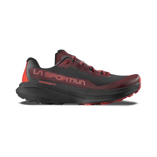 La Sportiva Mens Prodigio 2 Running Shoe, Onyx/Mountain Red, 15