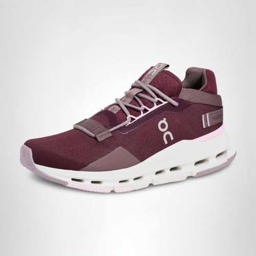 On Women's Cloudnova 2 Sneakers, Maroon/Peony, 7.5 Medium US