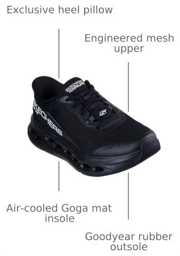 Skechers Men's Max Cushioning Glide Step Advert Hands Free Slip-Ins Sneaker, Black/Black, 10.5 X-Wide