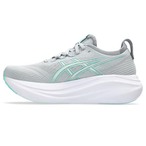 ASICS Women's Gel-Nimbus 27 Running Shoe, 9.5, Piedmont Grey/Illuminate Mint