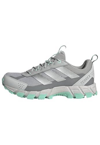 adidas Women's Terrex Rockadia Trail Running, Clear Mint/Grey/Silver Metallic, 8