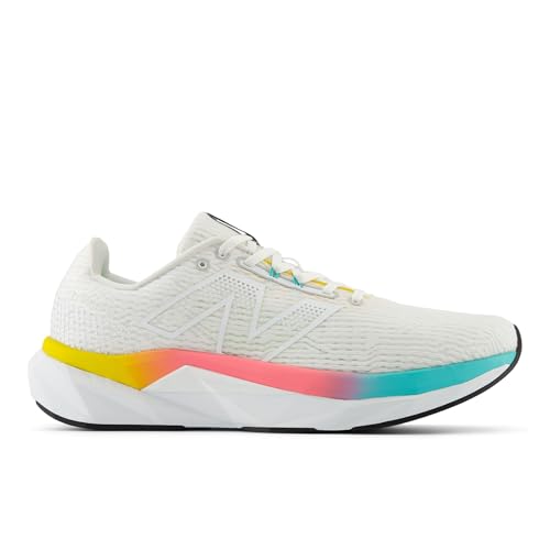 New Balance Men's FuelCell Propel V5 Running Shoe, White/Ginger Lemon/Cyber Jade, 10