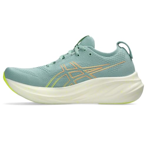 ASICS Women's Gel-Nimbus 26 Running Shoes, 11, Light Celadon/Safety Yellow