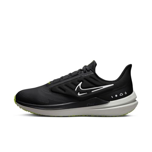 Nike Winflo 9 Shield Men's Weatherized Road Running Shoes (DM1106-001, Black/Dark Smoke Grey/Volt/White) Size 13