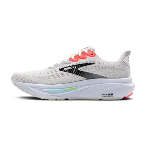 Brooks Men’s Ghost 17 Neutral Running Shoe - White/Pink Clay/Gecko - 11 Medium