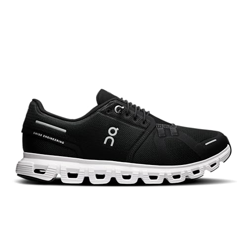 On Women's Cloud 6 Sneakers, Black | White, 9 Medium US