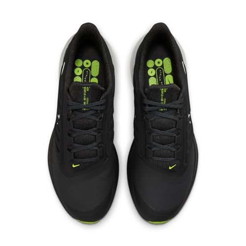 Nike Winflo 9 Shield Men's Weatherized Road Running Shoes (DM1106-001, Black/Dark Smoke Grey/Volt/White) Size 11.5