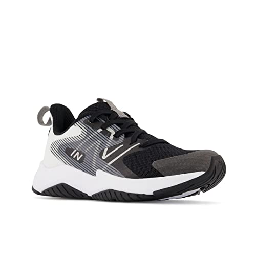 New Balance Unisex Child Rave V2 Lace-up Running Shoe, Black/White, 5 Big Kid US