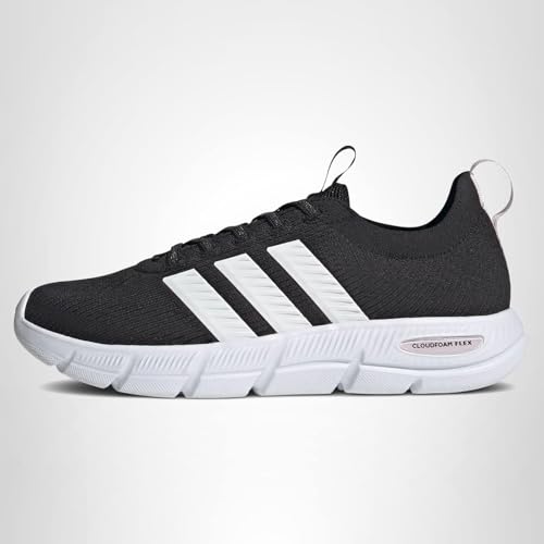 adidas Women's Cloudfoam Flex - Slounge, Black/White/Almost Pink, 9