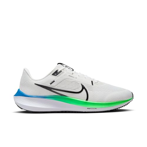 NIKE Pegasus 40 Men's Road Running Shoes, PLATINUM TINT/BLACK-WHITE-GREEN STRIKE, 12 UK (13 US)