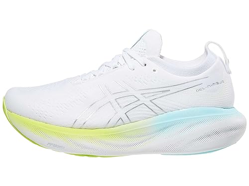 ASICS Women's Gel-Nimbus 25 Running Shoes, 9.5, White/Pure Silver